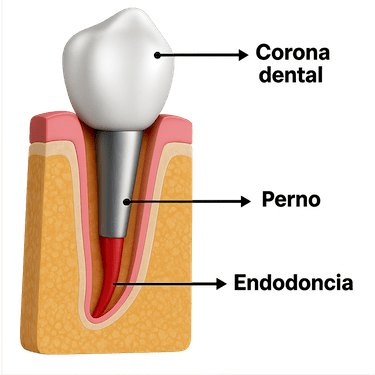 Corona después de una endodoncia (con perno)